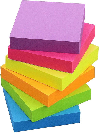 SIMONA Sticky Notes 2x2 Inch, Sticky Pads 6 Colors 12 Pads 1200 Sheets