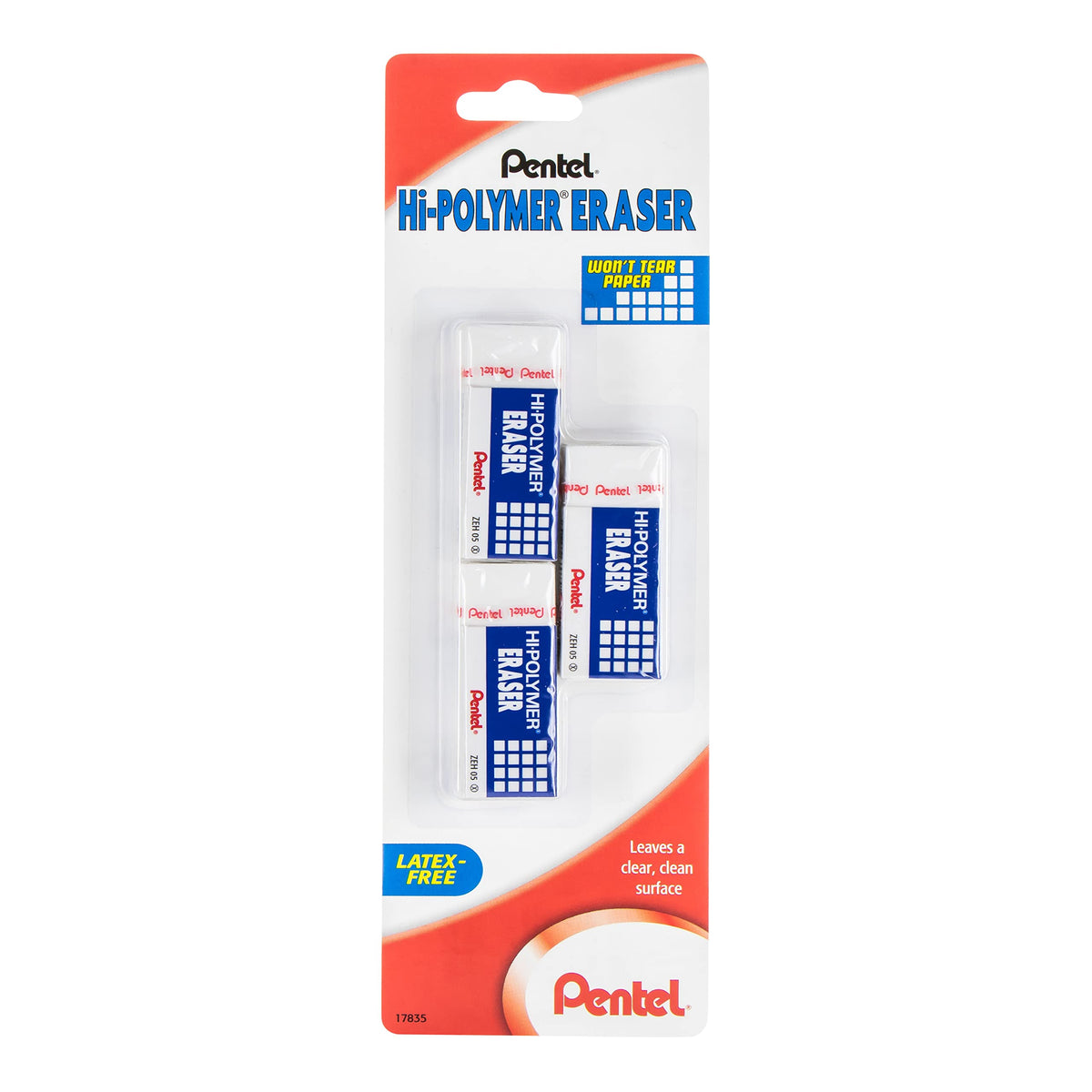 Pentel HI-Polymer Eraser Combo Pack, 6 Caps, 1 Large (ZEH0210BP7)