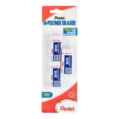 Pentel HI-Polymer Eraser Combo Pack, 6 Caps, 1 Large (ZEH0210BP7)