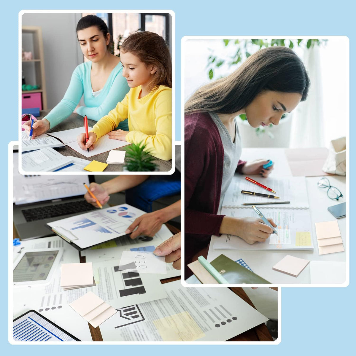 Transparent Sticky Notes - 3x3 inch Clear Sticky Notes Waterproof Self-Adhesive Translucent Sticky Note Pads for Books Annotation, See Through Sticky Note (200 Sheets)