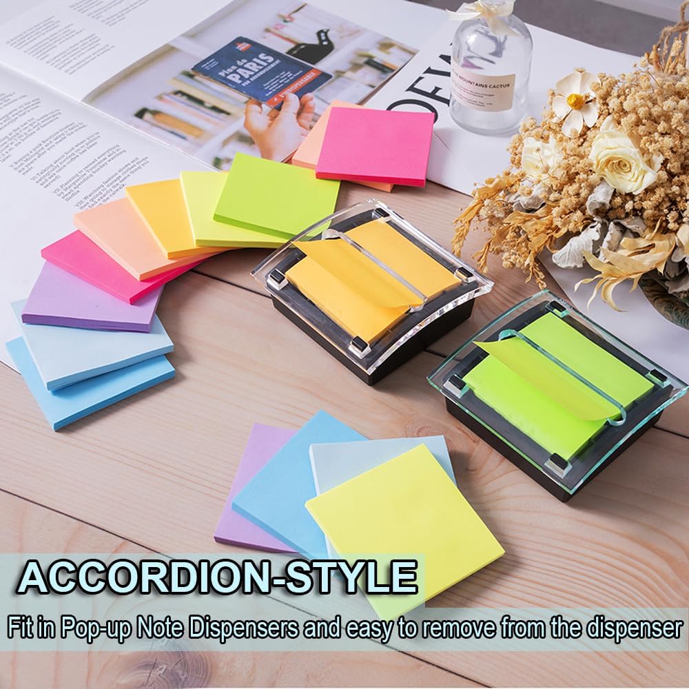 (18 Pack) Pop Up Sticky Notes Refill,Bright 3x3 in Accordion Stickies