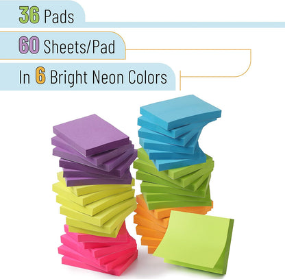 Mr. Pen- Small Sticky Notes, 1.5"x2", 36 Pads, 2160 Sheets, Bright Colors