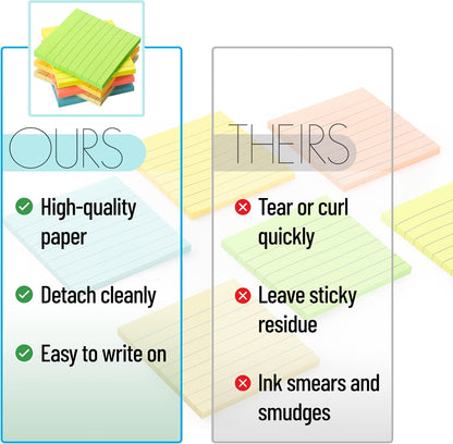 Mr. Pen- Lined Sticky Notes, 3" x 3", 6 Pads, 45 Sheets/Pad