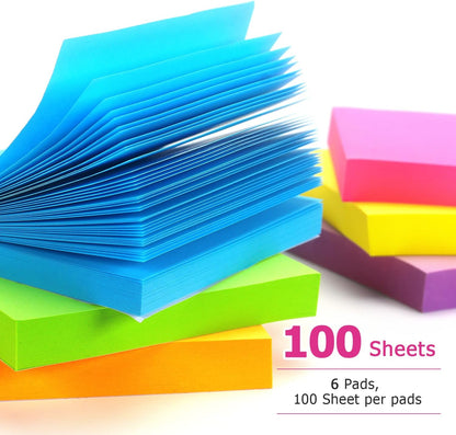 Early Buy Sticky Notes 3 in x 3 in,6 Bright Color, 6 Pads, 100 Sheets/Pad