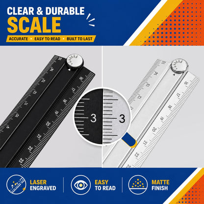 SNX 2 Pack Folding Rulers, 30cm Aluminum Alloy Angle Rulers, Black Silver