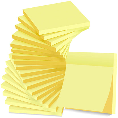 (18 Pads) Sticky Notes 3 x 3 in, Yellow Self-Stick Pads, Strong Adhesive