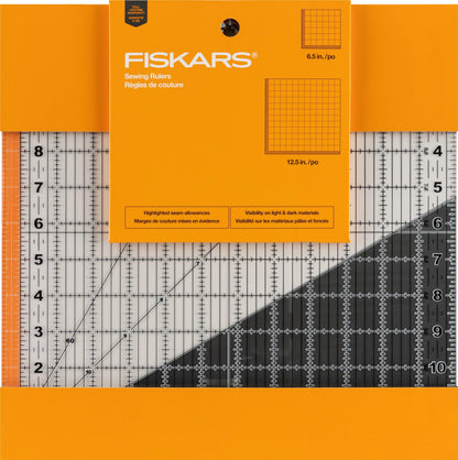 Fiskars 6" x 24" 2-in-1 Rotary Cutter for Fabric & Sewing Ruler