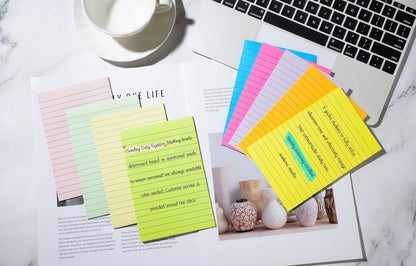 (18 Pads) Lined Sticky Notes 4x6 in Post, 9 Bright Colors