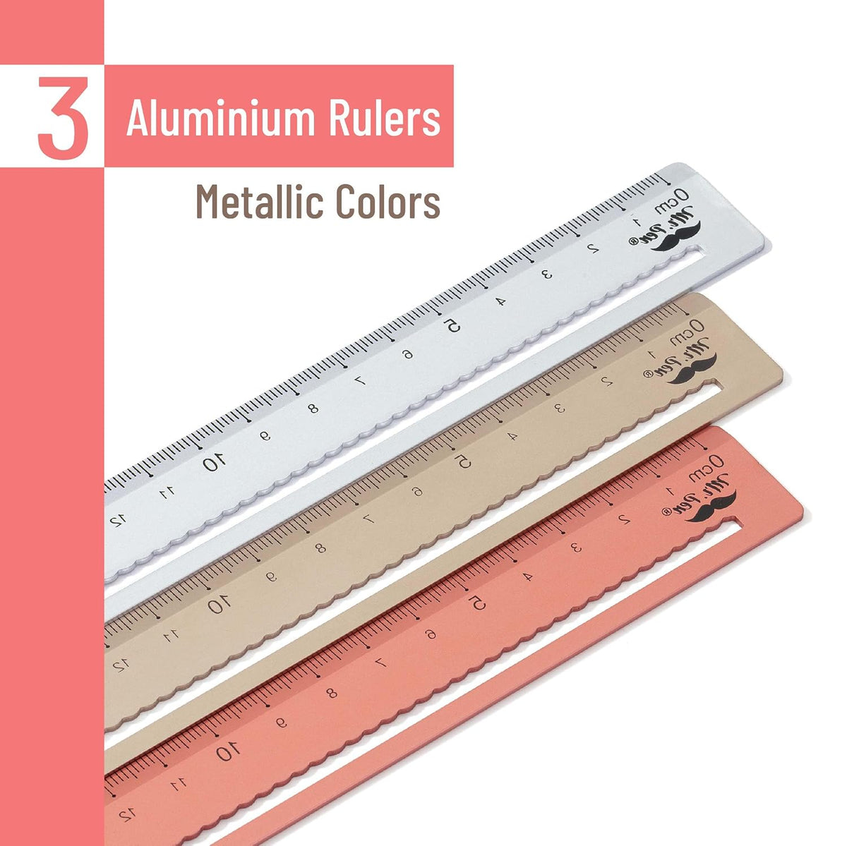 Mr. Pen- Metal Rulers, 3 pcs, 15cm, Silver, Gold, Rose Gold