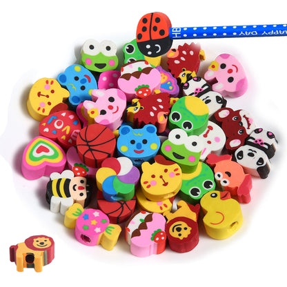 23PCS Big Fun Cute Animal Fruit Pencil Erasers for Kids Bulk