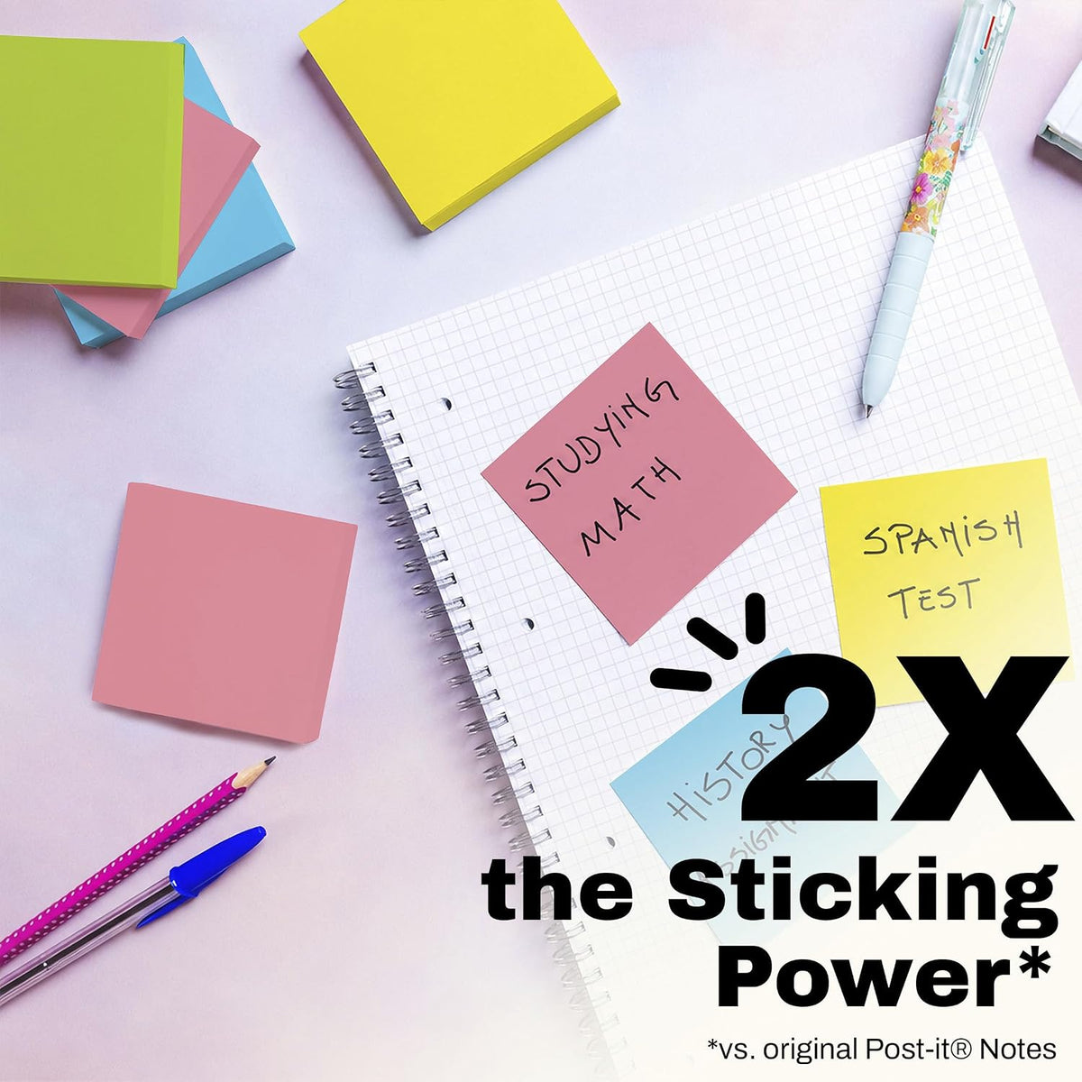Post-it Super Sticky Notes, 6 x 4 in, Neon Fizz, 8 Pads, 45 Sheets/Pad