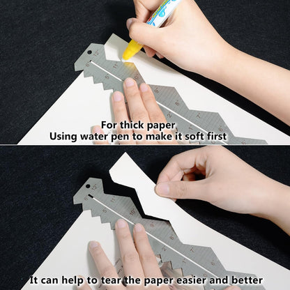 Metal Irregular Edges Ruler for Paper Tearing, 12" Measuring Tool