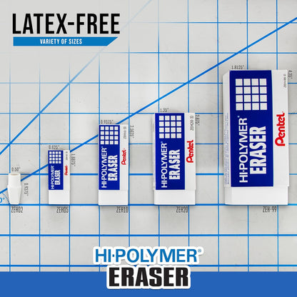 Pentel HI-Polymer Eraser Combo Pack, 6 Caps, 1 Large (ZEH0210BP7)