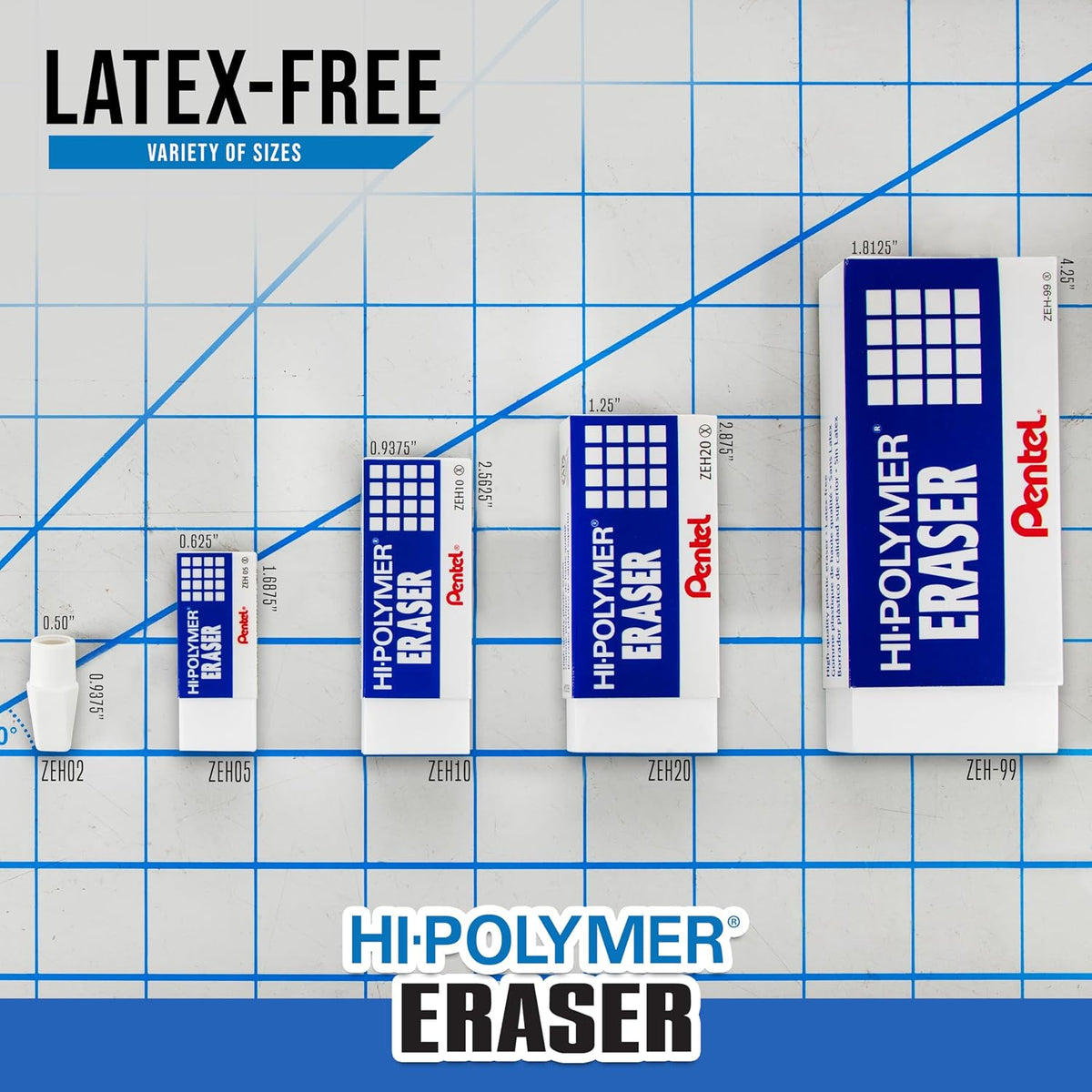 Pentel Hi-Polymer Block Eraser, Small, 3 Pack (ZEH05BP2F)