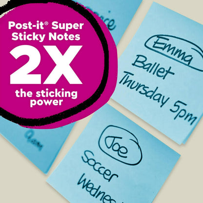 Post-it 100% Recycled Super Sticky Notes, 3 x 3 in, Oasis, 5 Pads