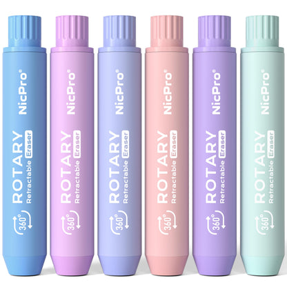 Nicpro 6 Pack Rotary Retractable Erasers, Soft TPE Rubber Twist Eraser