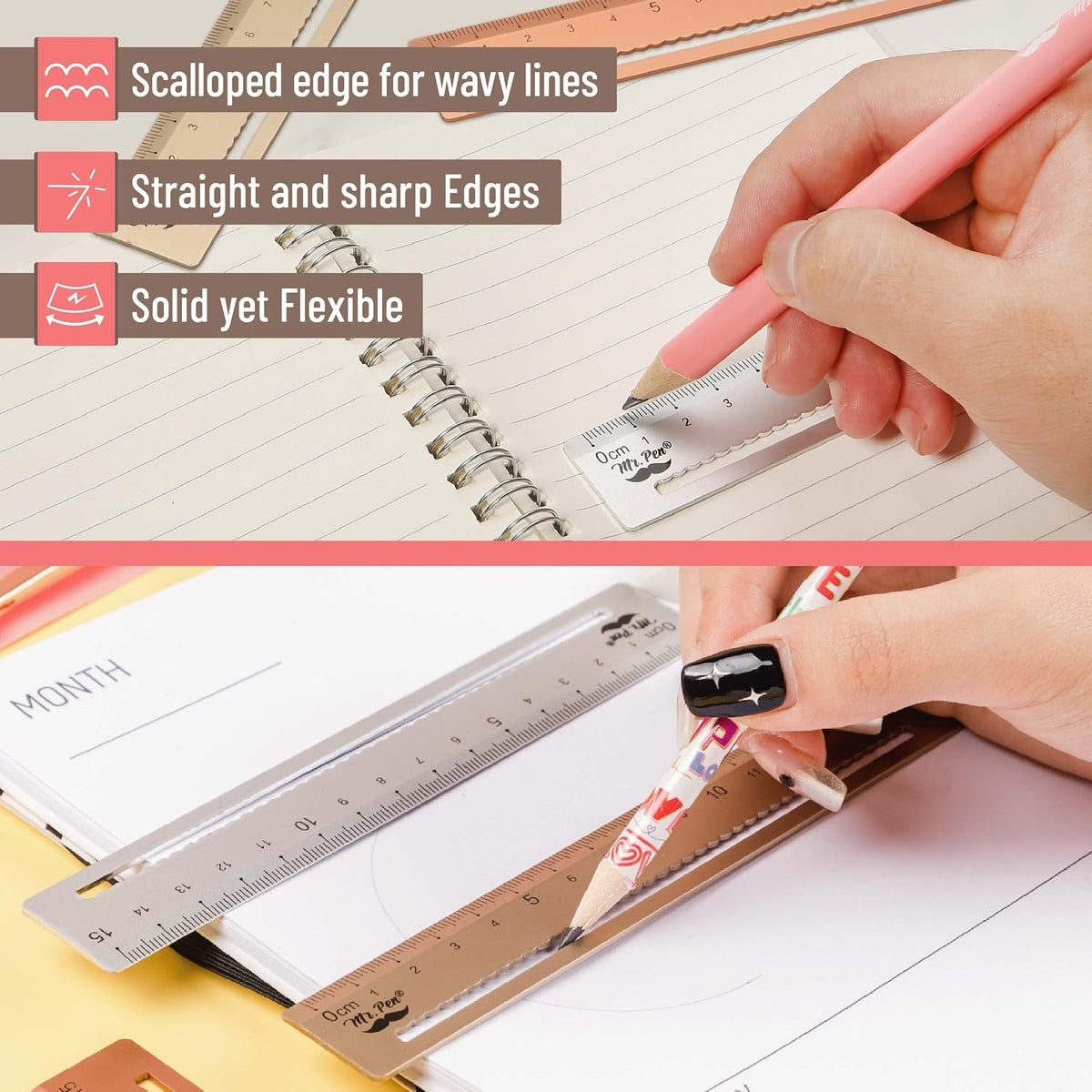 Mr. Pen- Metal Rulers, 3 pcs, 15cm, Silver, Gold, Rose Gold