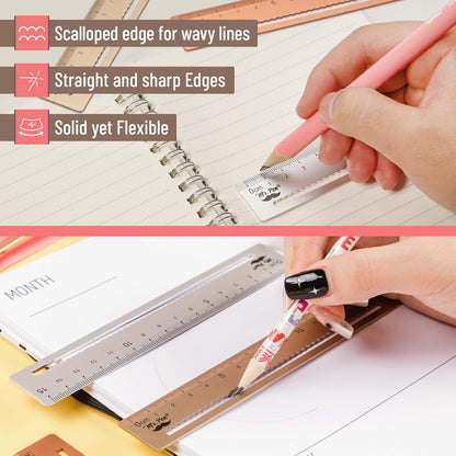 Mr. Pen- Metal Rulers, 3 pcs, 15cm, Silver, Gold, Rose Gold