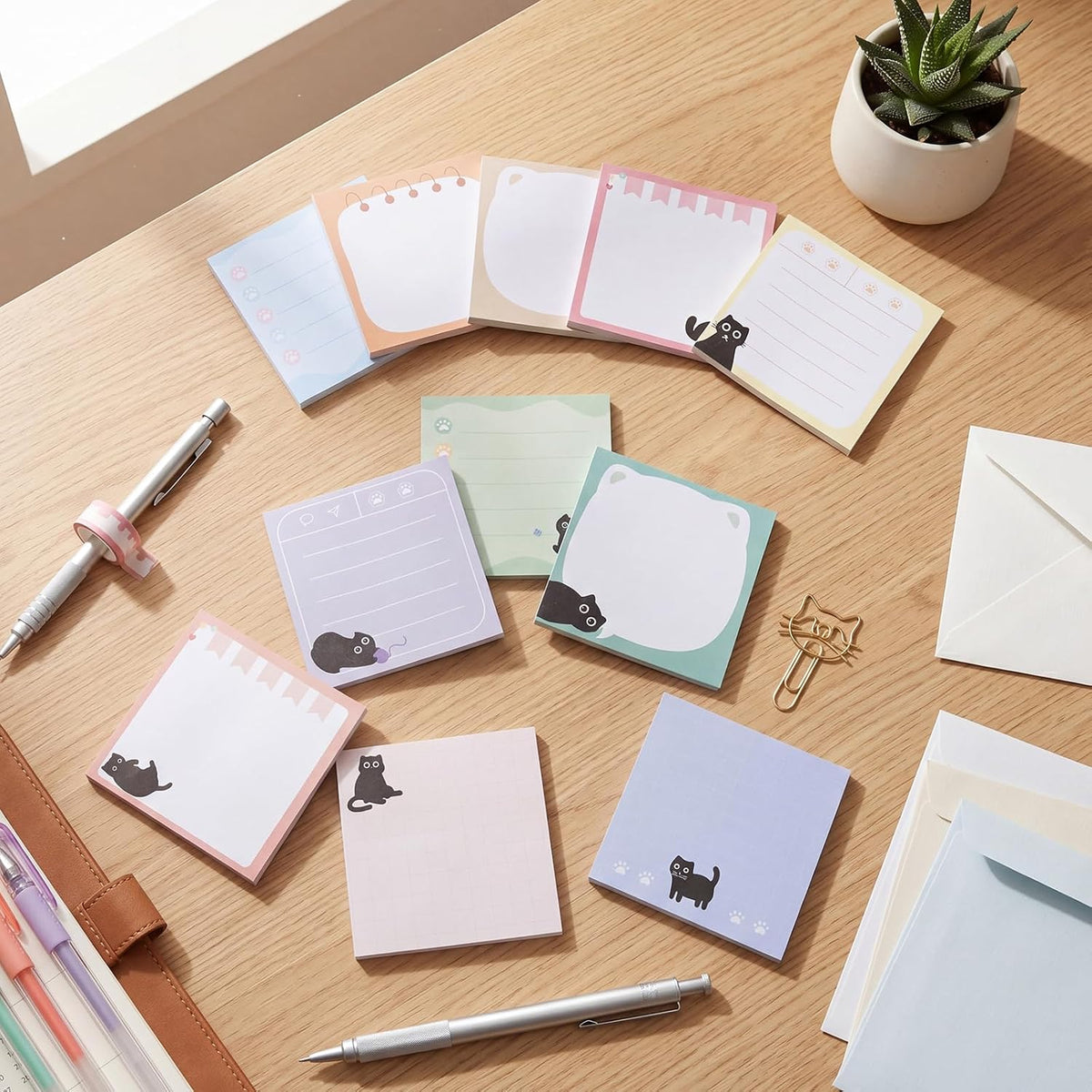 BESARME 24 Pads Black Cat Sticky Notes, 3 x 3 in, 840 Sheets