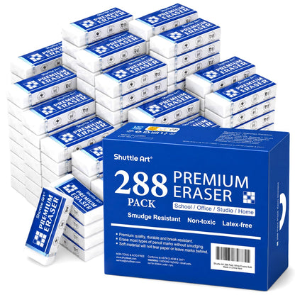 Erasers, Shuttle Art 72 Pack Premium Erasers Bulk, White Eraser Classroom Set for Kids Teachers as School and Office Supplies