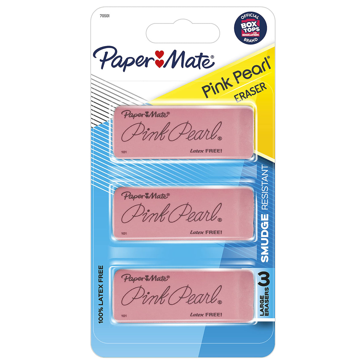 Paper Mate Pink Pearl Erasers, Large, 3 Count (Pack of 2)