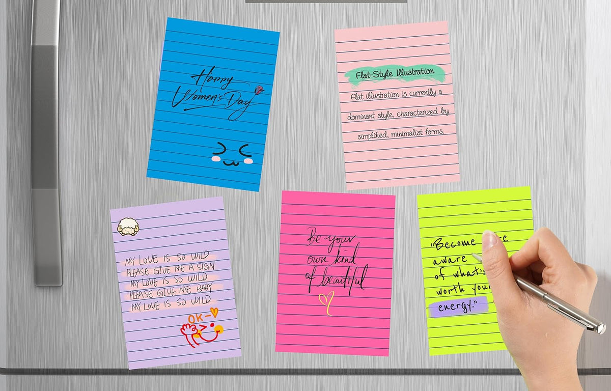 (18 Pads) Lined Sticky Notes 4x6 in Post, 9 Bright Colors