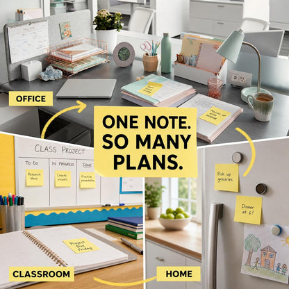 Post-it Sticky Notes 654, Canary Yellow, 3x3 in, 2 Pack, 24 Pads