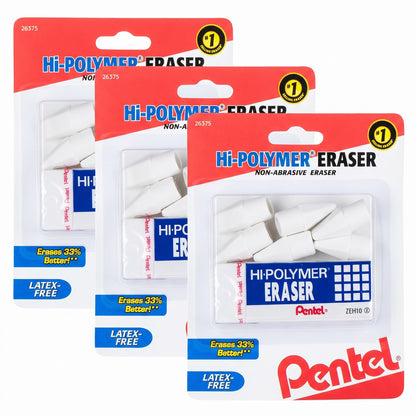 Pentel Hi-Polymer Block Eraser, Small, 3 Pack (ZEH05BP2F)