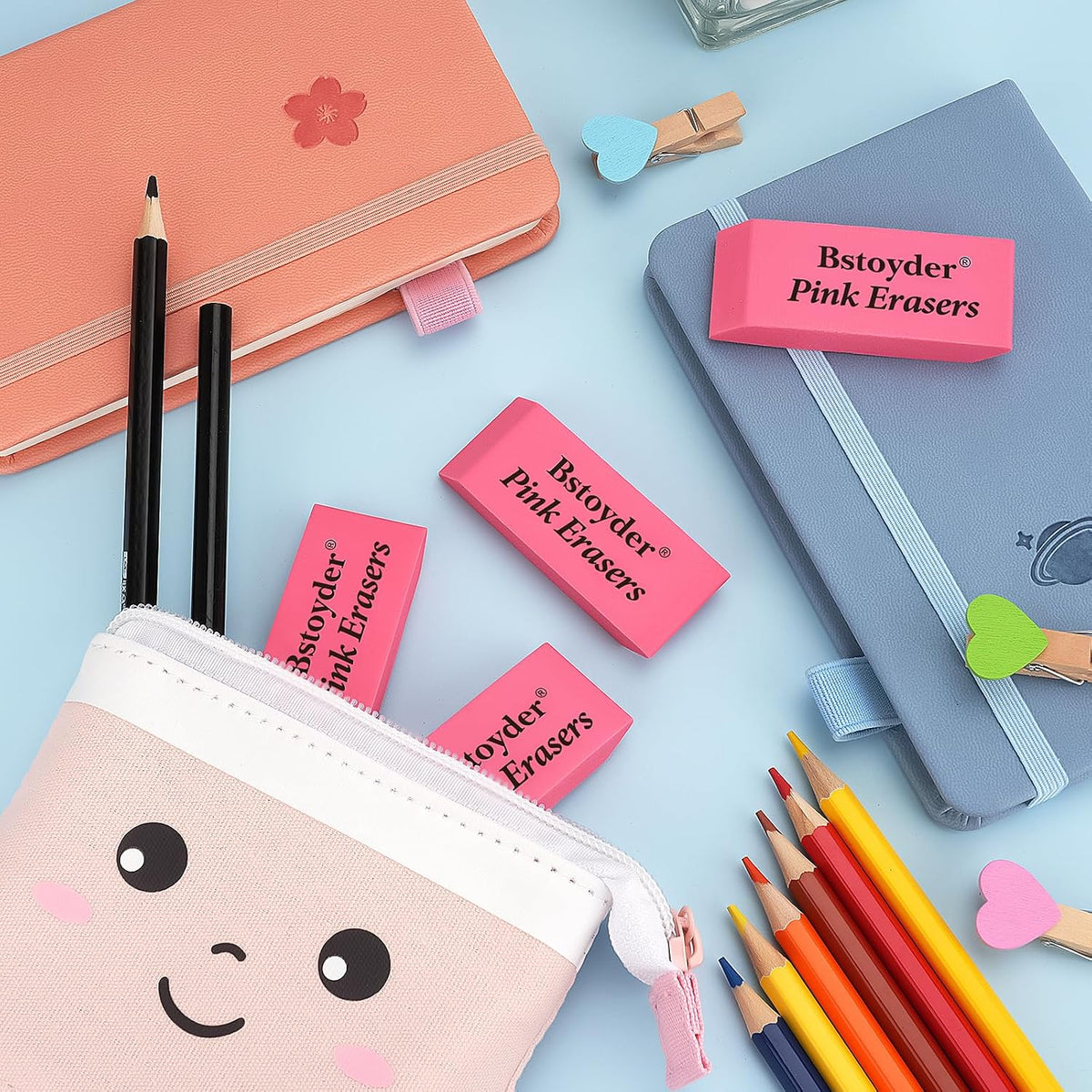 Pink Erasers Bulk, 100 Pack Rubber Pencil Erasers Bulk for School/Office, Latex-Free Smudge-Free Soft Bevel Erasers for Students, Bulk School Supplies for Classrooms, Teachers, Home, Office, Art Class