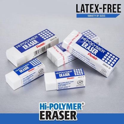 Pentel HI-Polymer Eraser Combo Pack, 6 Caps, 1 Large (ZEH0210BP7)